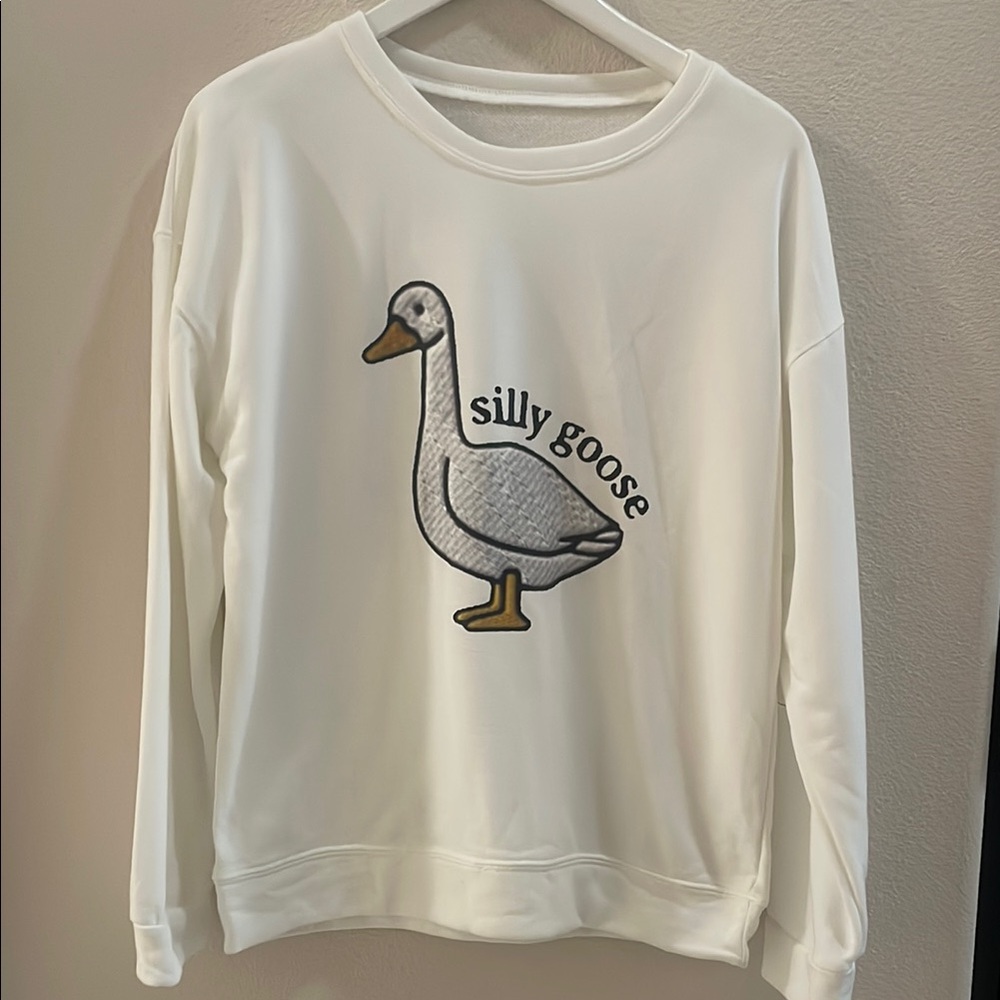 White Silly Goose Sweater